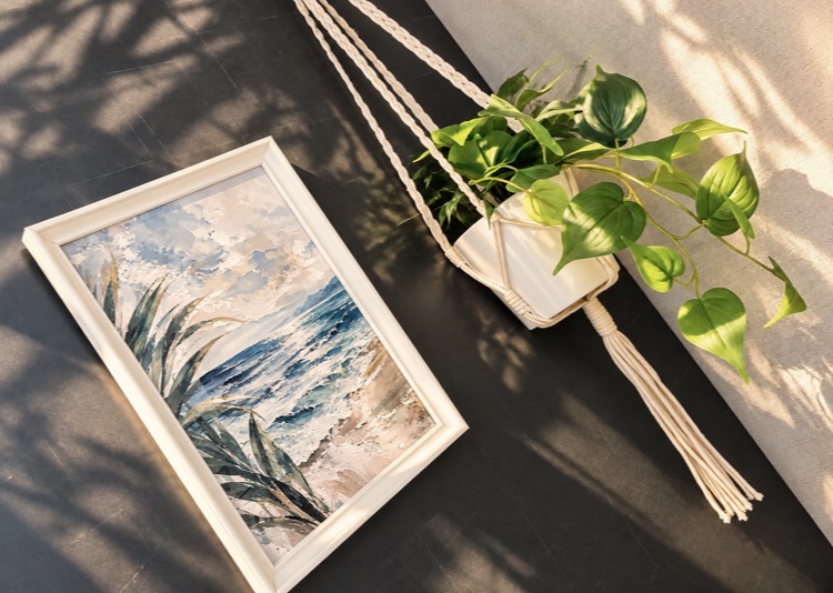 Blue Palm / アートとハンギンググリーン